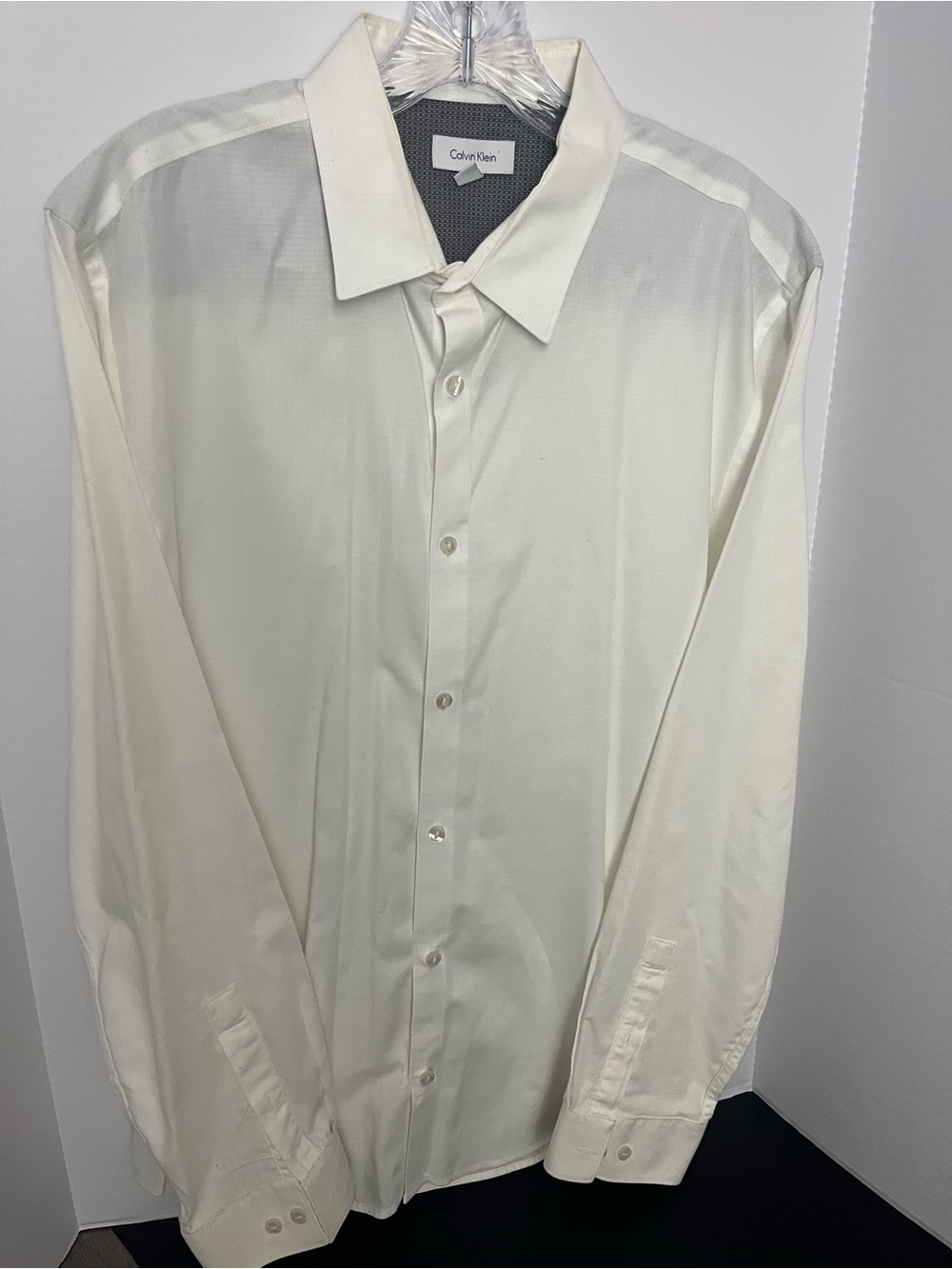 Calvin Klein Men's Dress Shirt in Ivory/Cream